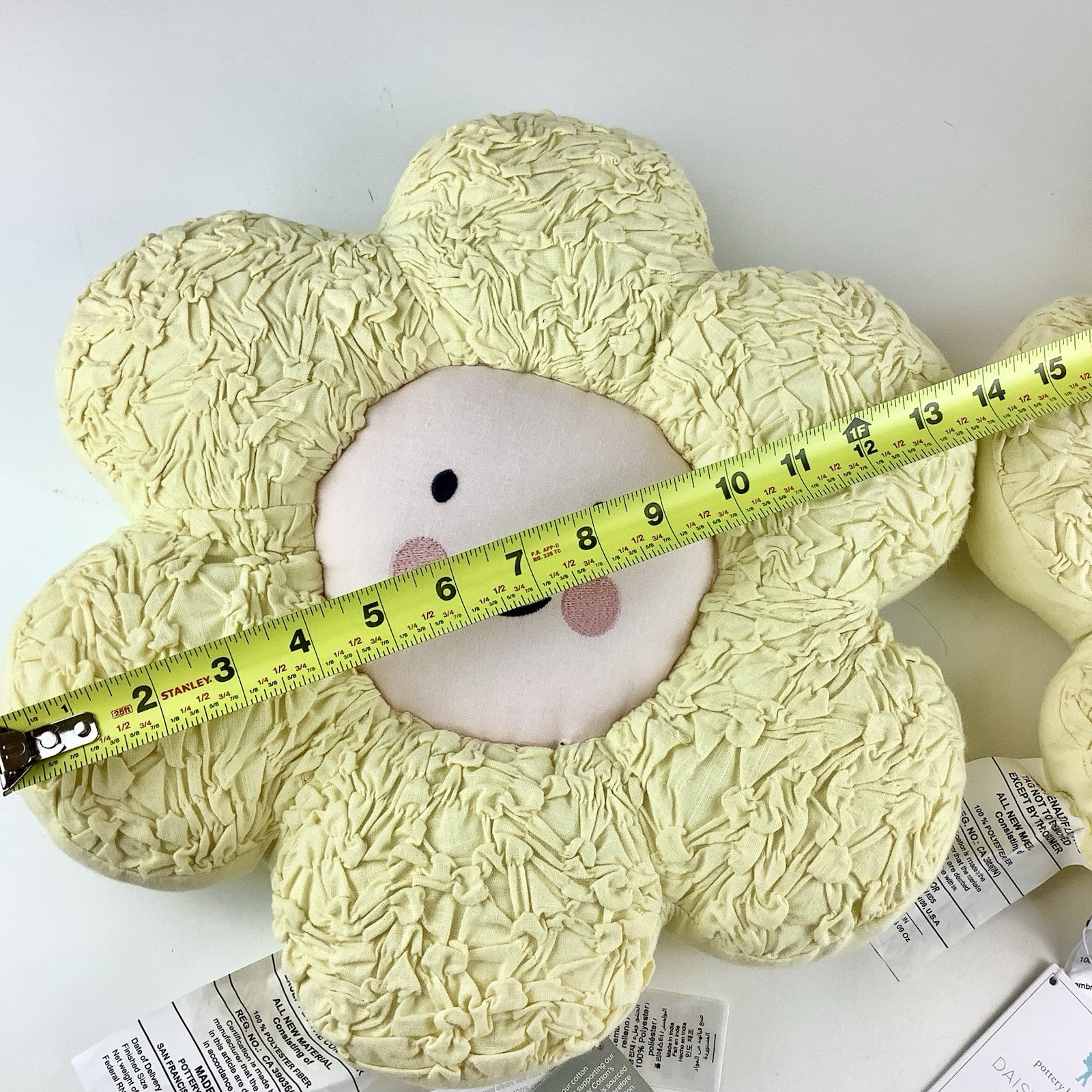 NWT Pottery Barn Kids Daisy Shaped Pillow Yellow