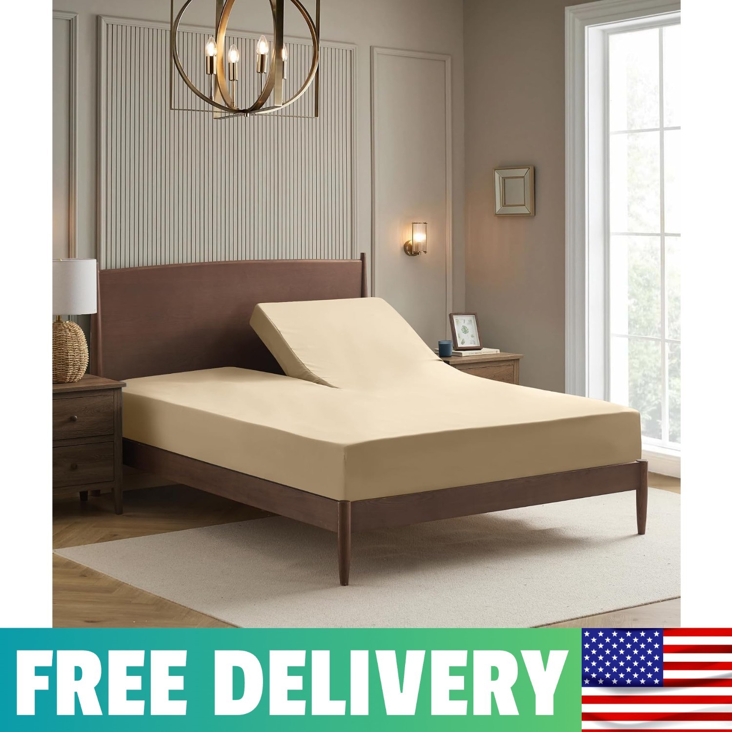 Split Head King Sheets Set For Adjustable Beds 4 Piece Flex Top Bed Sheets –