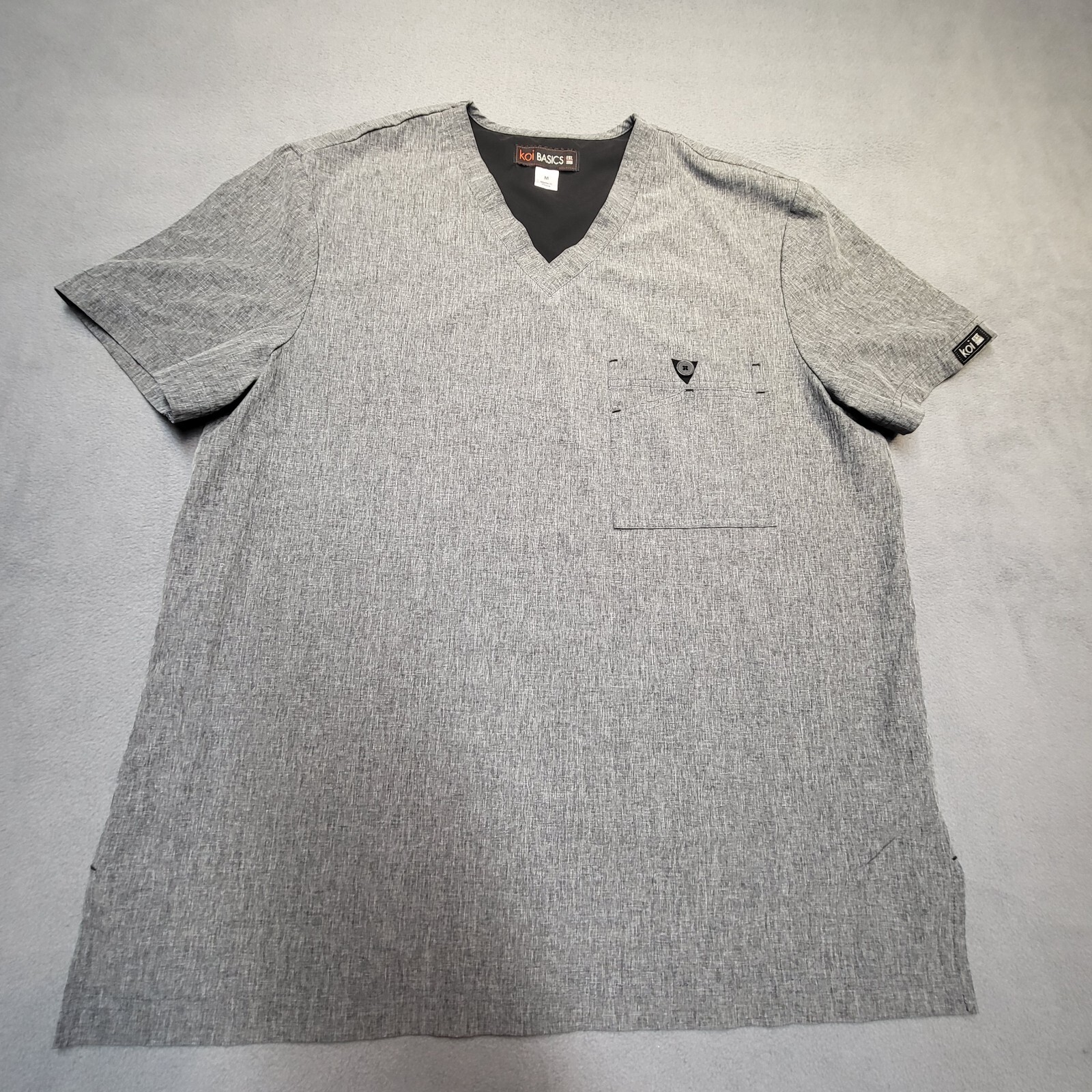 Koi Basics Scrubs Shirt Womens M Gray Short Sleeve Nursing Medical