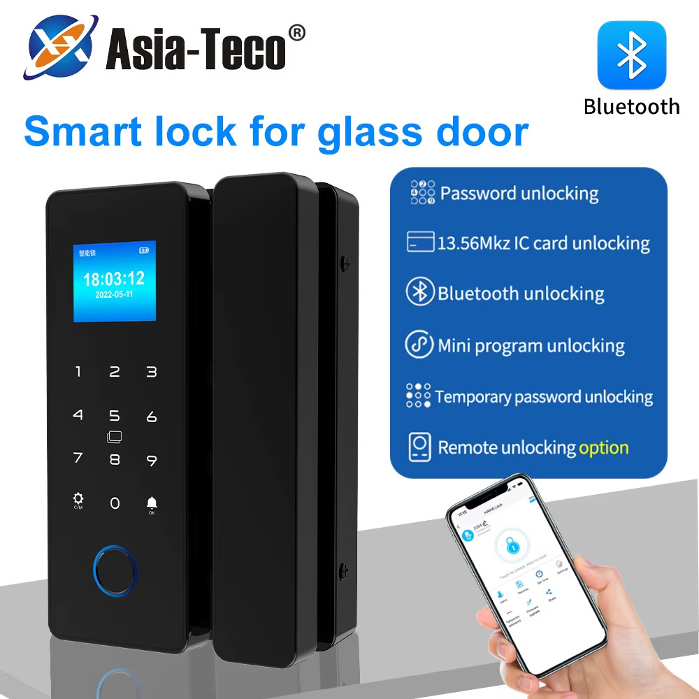 Smart Phone Hahalock APP Fingerprint Lock Bluetooth Glass Sliding Door Smart Loc