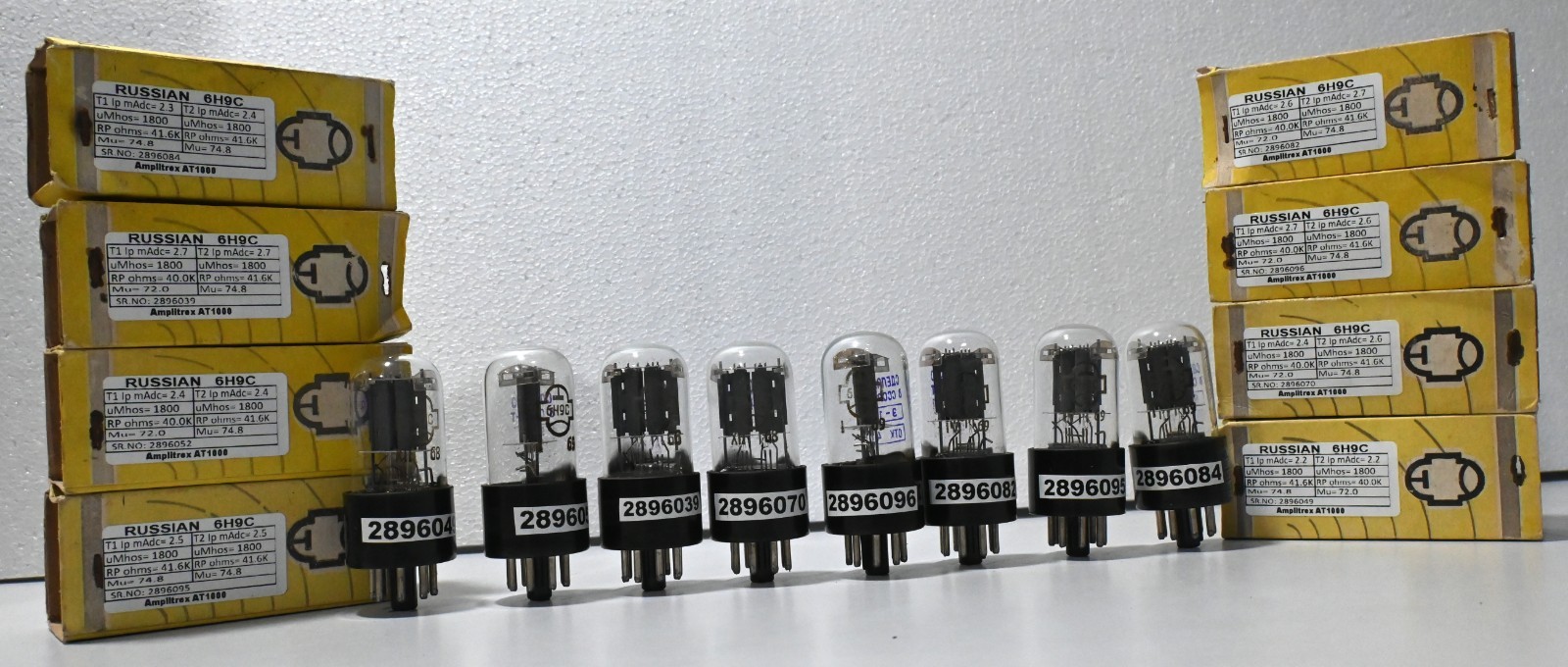 8 Pcs 1960’s 6H9C-6SL7GT USSR Bottom Leaf Getter MIL GRADE Amplitrex Tested Tube
