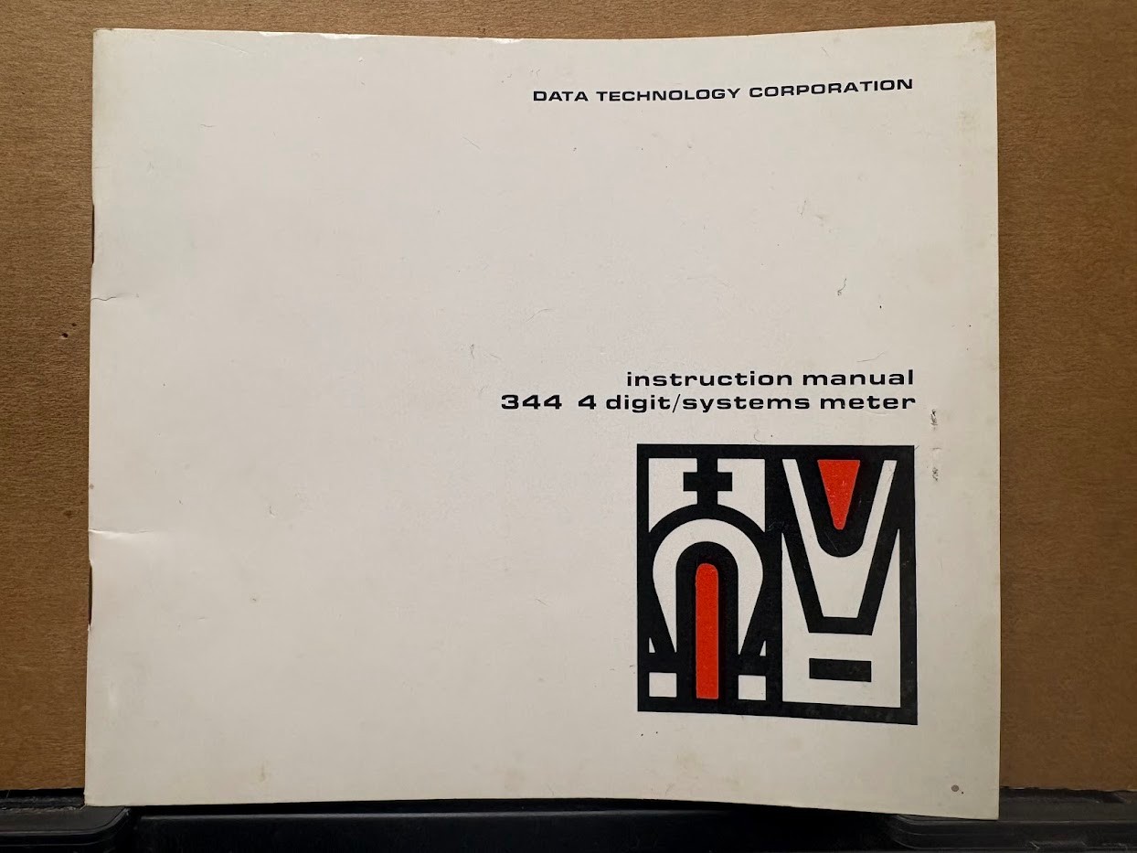 Data Technology Corp Instruction Manual 344 4 Digit/Systems Meter Owner Original