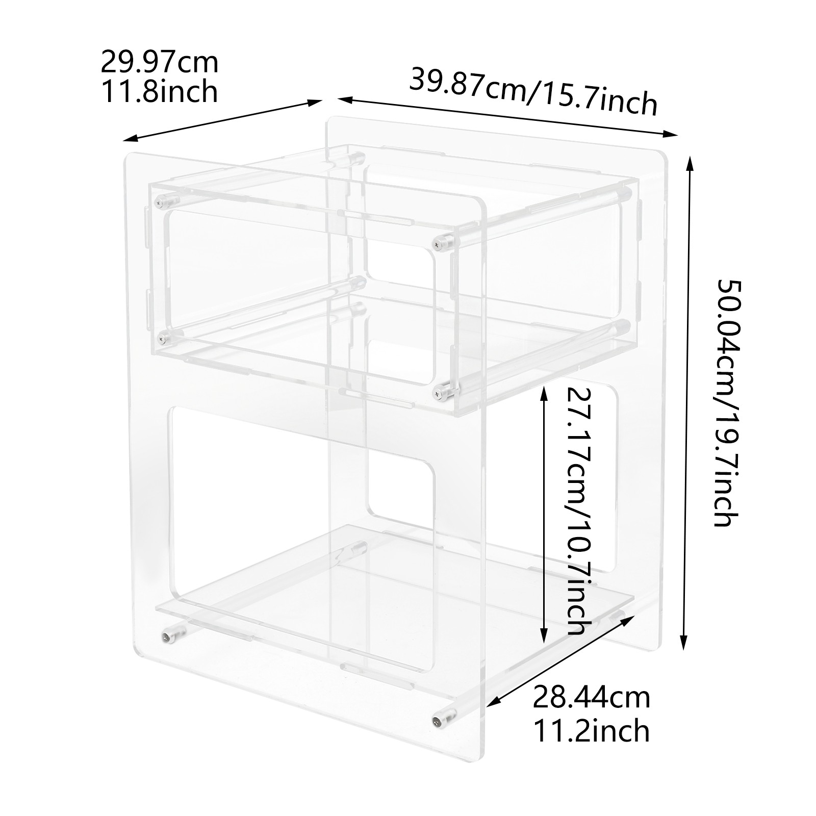 Clear Acrylic Side Table, Acrylic Nightstand, Rectangle Storage Shelf