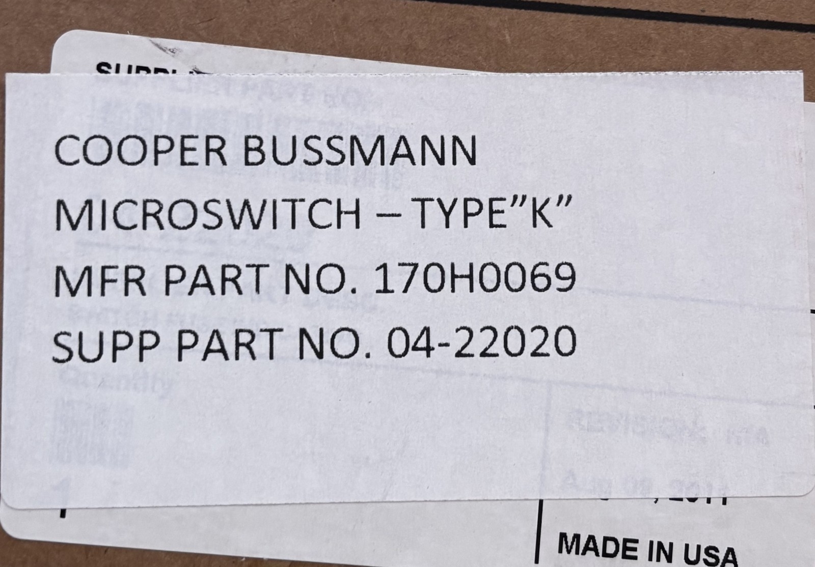 Cooper Bussmann 170H0069 High-Speed Microswitch – 5A with Indicator, Fuse Access