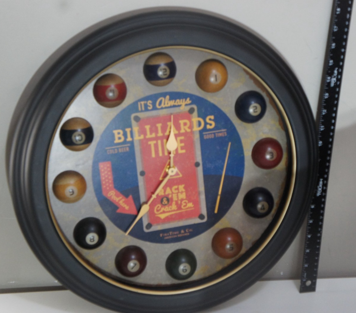 FirsTime & Co. Billiards Time Battery Operated Wall Clock 18 Inches (tested)