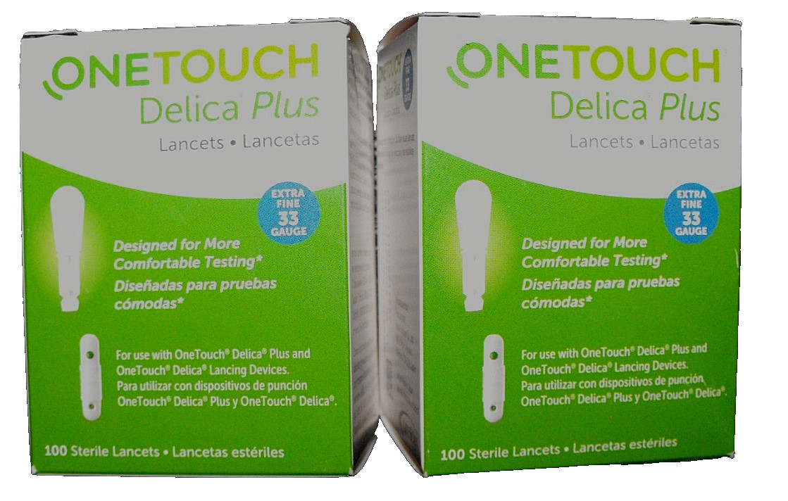 200 ONE TOUCH DELICA PLUS LANCETS 33 GAUGE 2 BOXES OF 100 EXPIRES  5-31-25,11-28