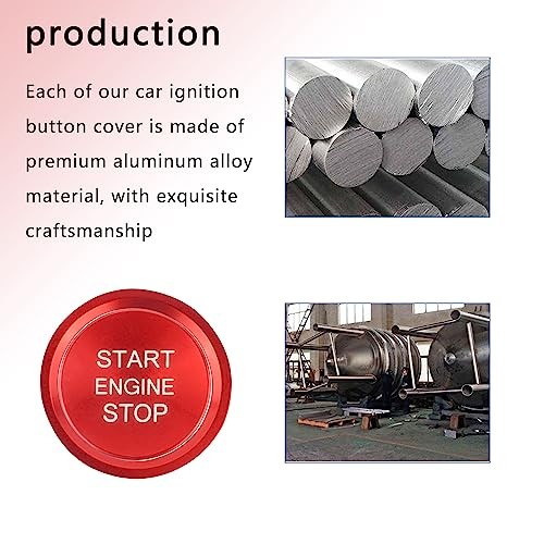 Car Push Start Button Cover Compatible with Audi,Cool Aluminum Engine Start Red