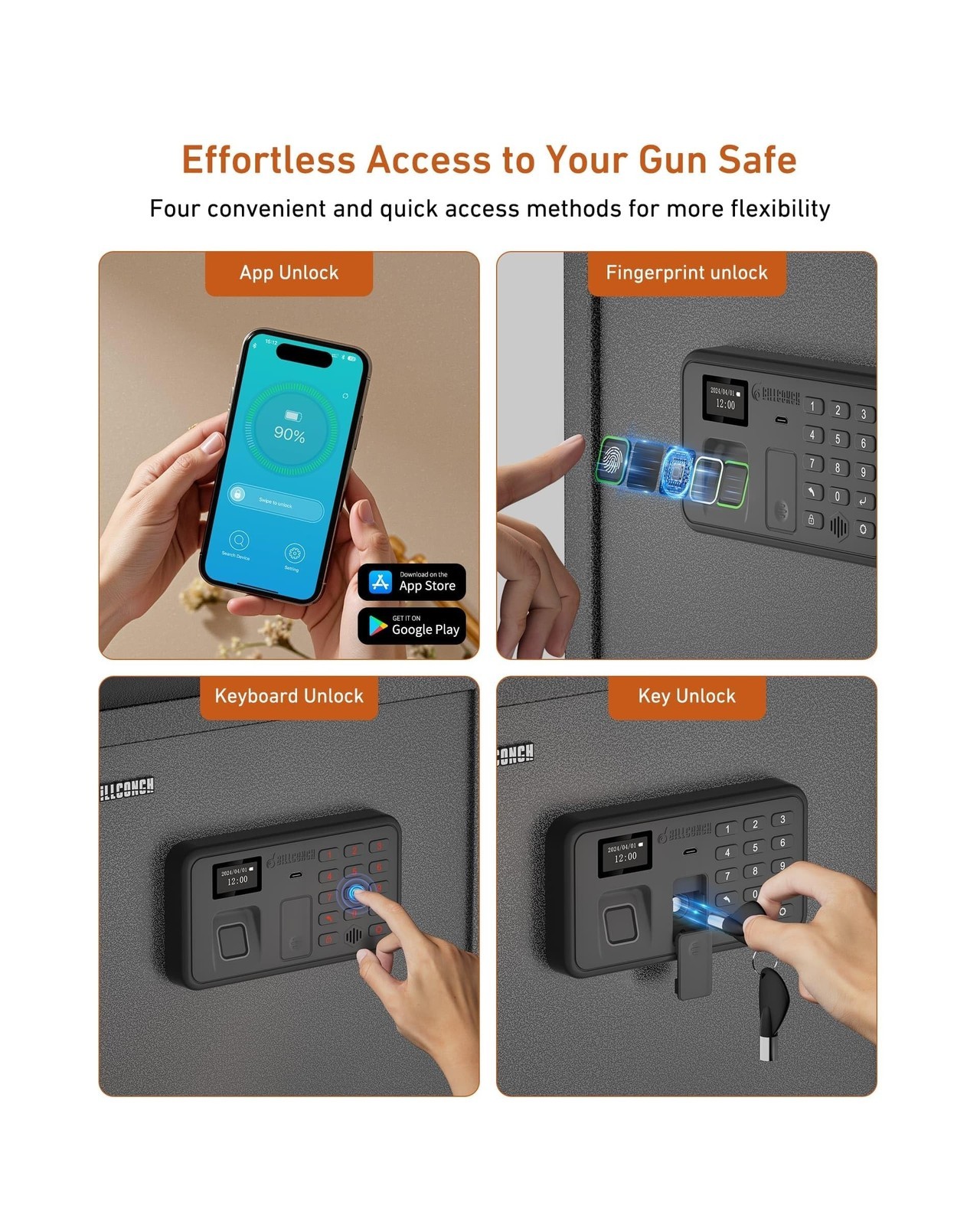 Billconch Smart Gun Safe for Multiple Pistols - Biometric Automatic Lock Safe...