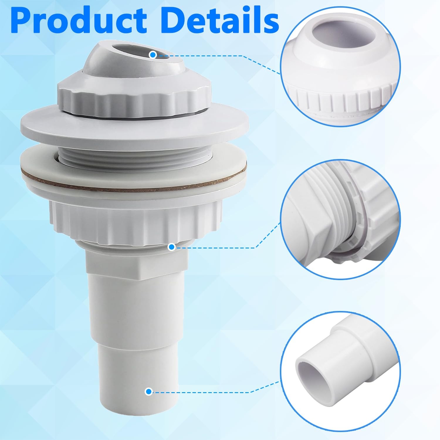 Tijicld SP1023 Above Ground Pool Complete Return Outlet Jet Fitting white