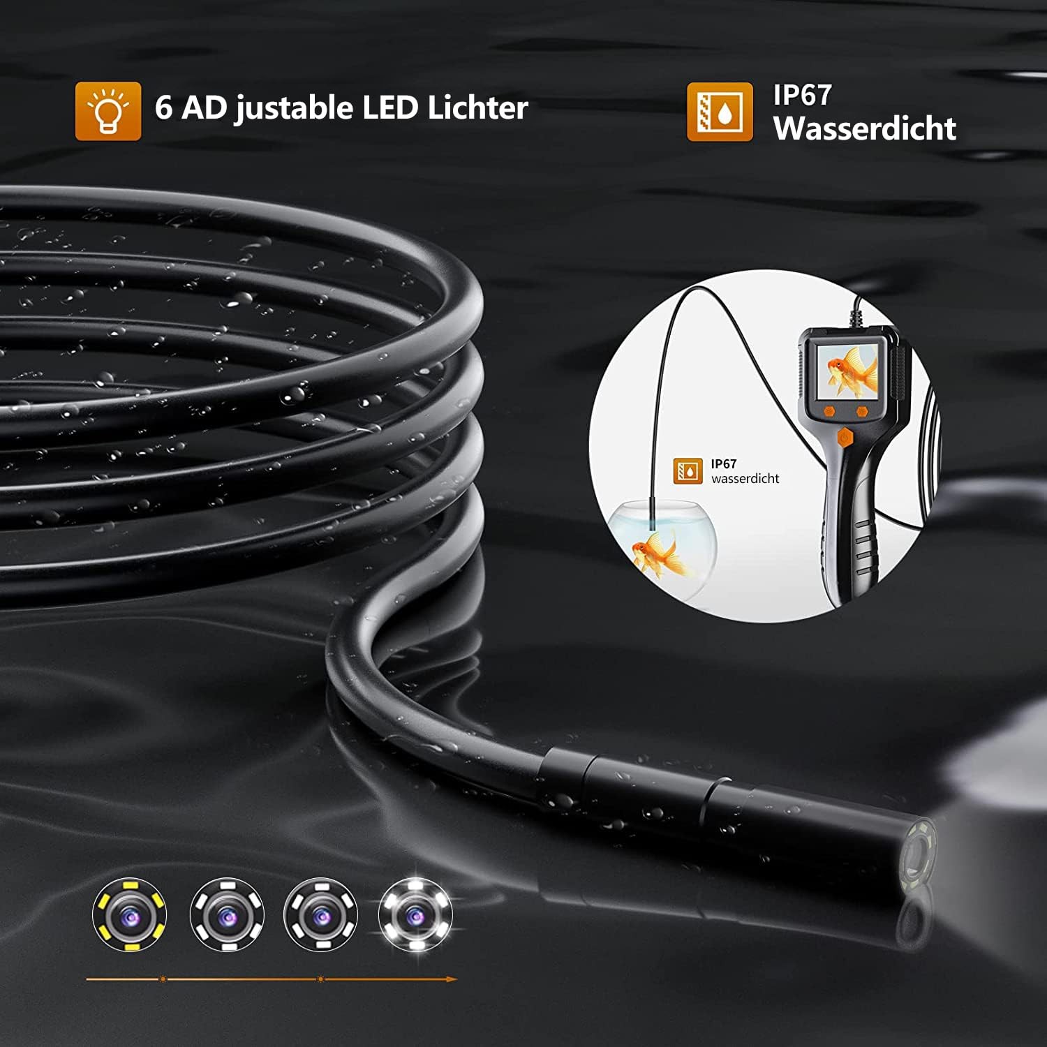 Endoscope Camera with Light, 1080P HD Borescope, IP67 Waterproof Snake Camera...