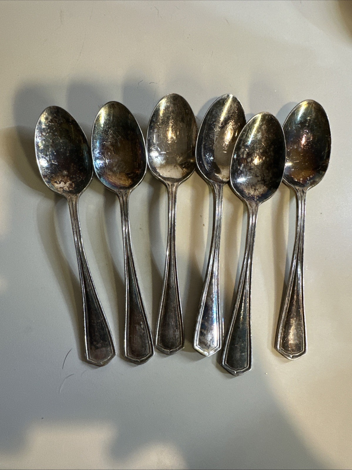 oneida silver plated flatware vintage set of 6 spoons made in USA great patina