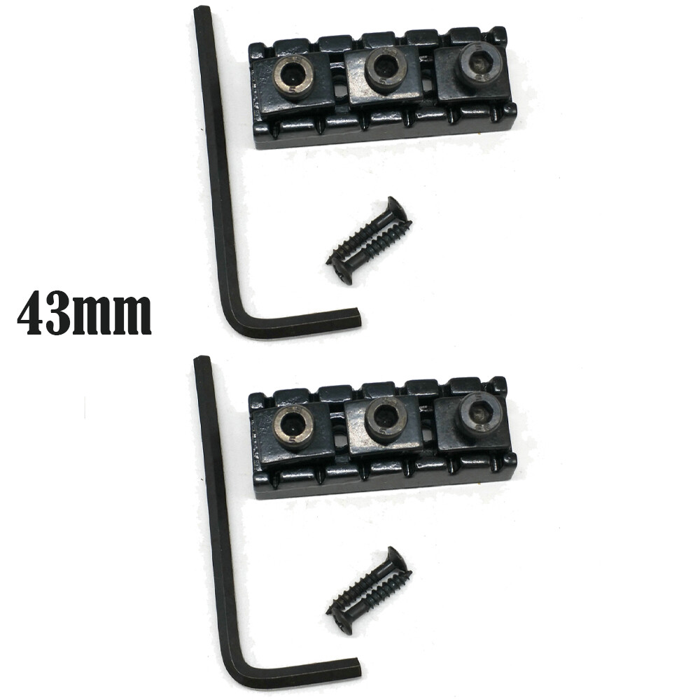 2 Sets Guitar Locking Nut 43mm String Lock for Floyd Rose Tremolo Bridge Black