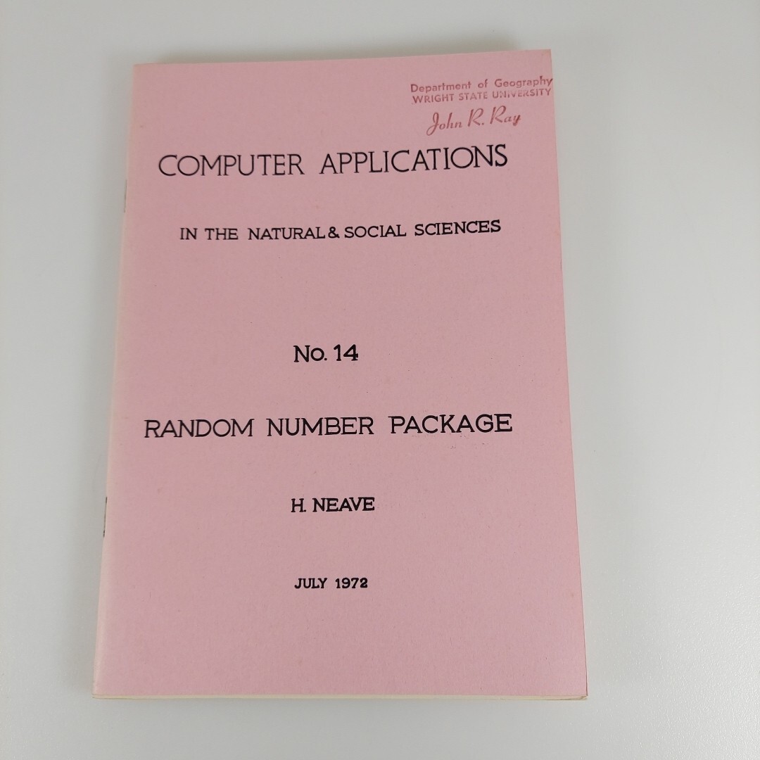 Computer Applications In The Natural & Social Sciences No 14 Random Number Pkg