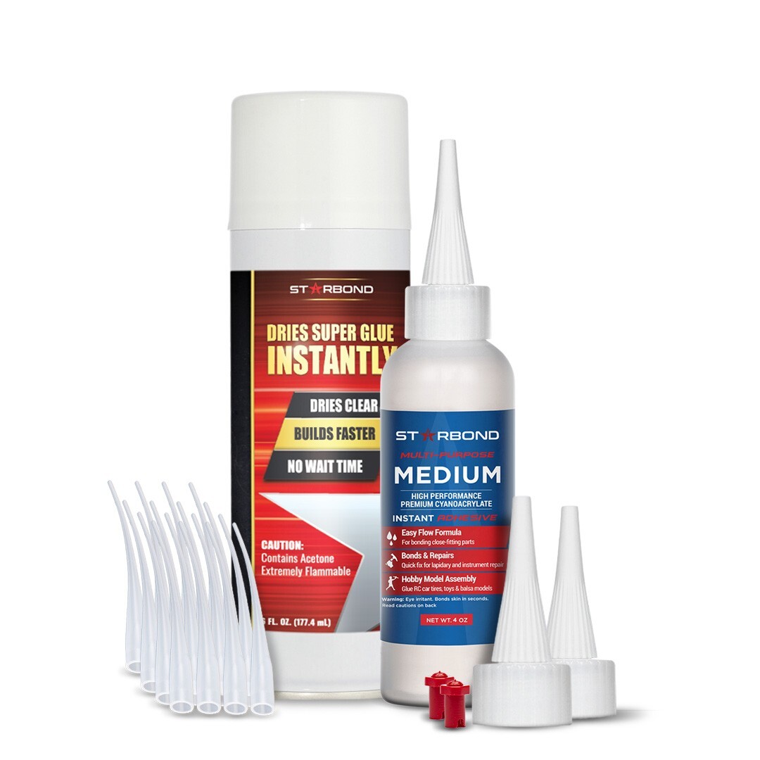 Starbond 4 oz. Premium Medium Super Glue (CA Glue) and 6 oz. Accelerator Kit