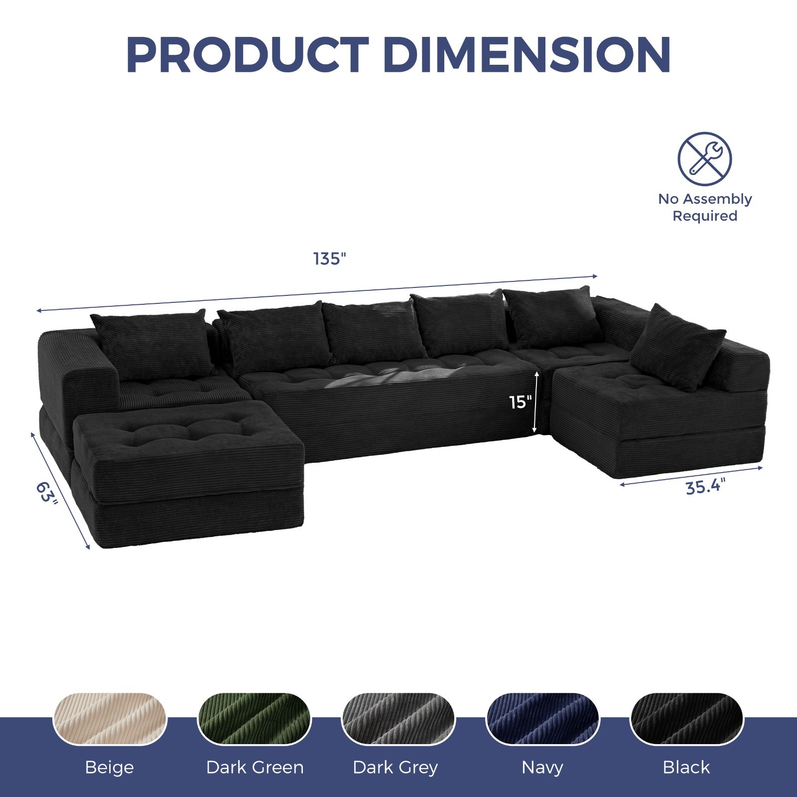 MAXYOYO Modular Sectional Sofa Couch,Convertible Floor Sofa Lounger with Pillows