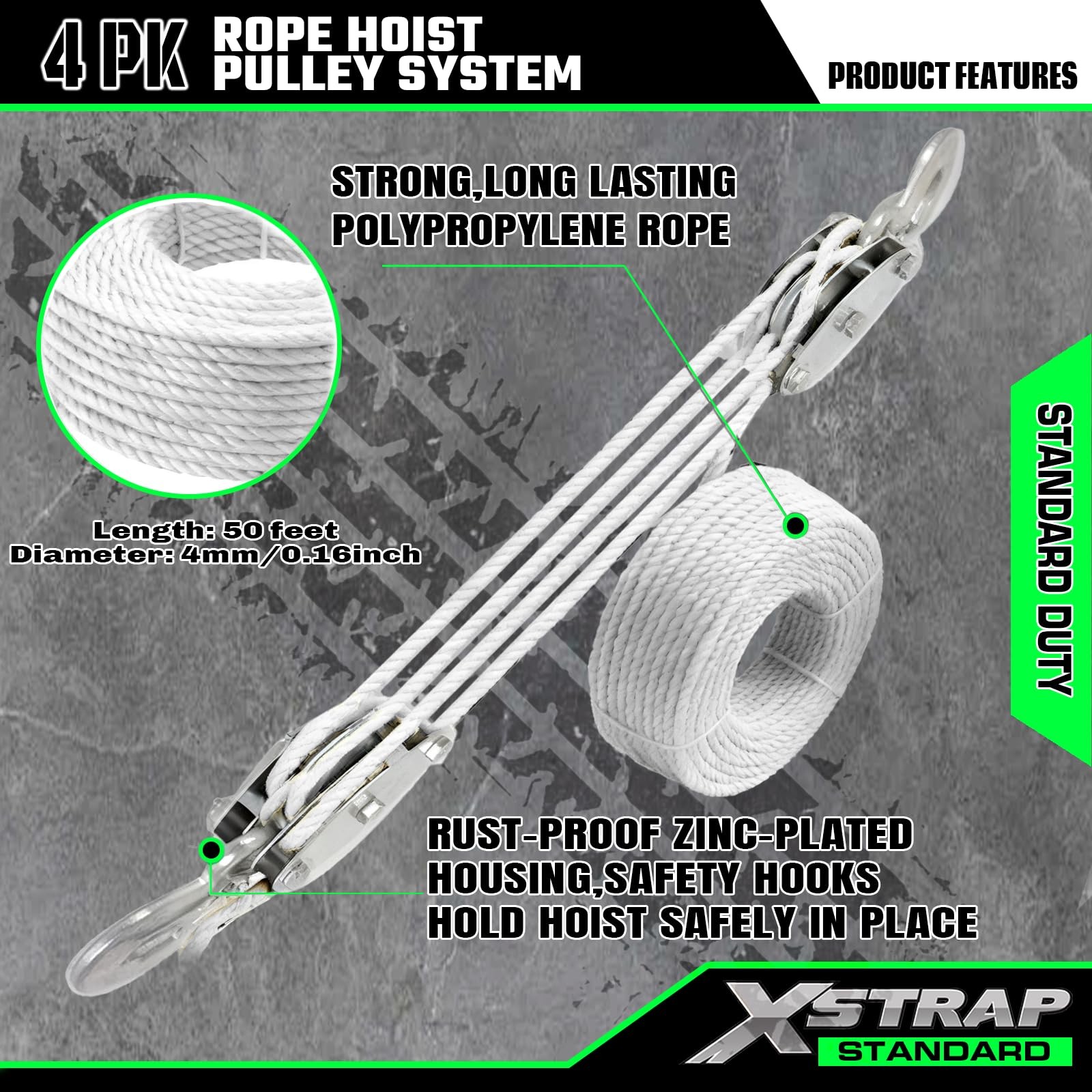 Heavy Duty Cable Pull, 0.9kg, Breaking Strength, 15m, 453.6kg Workload Block Un...