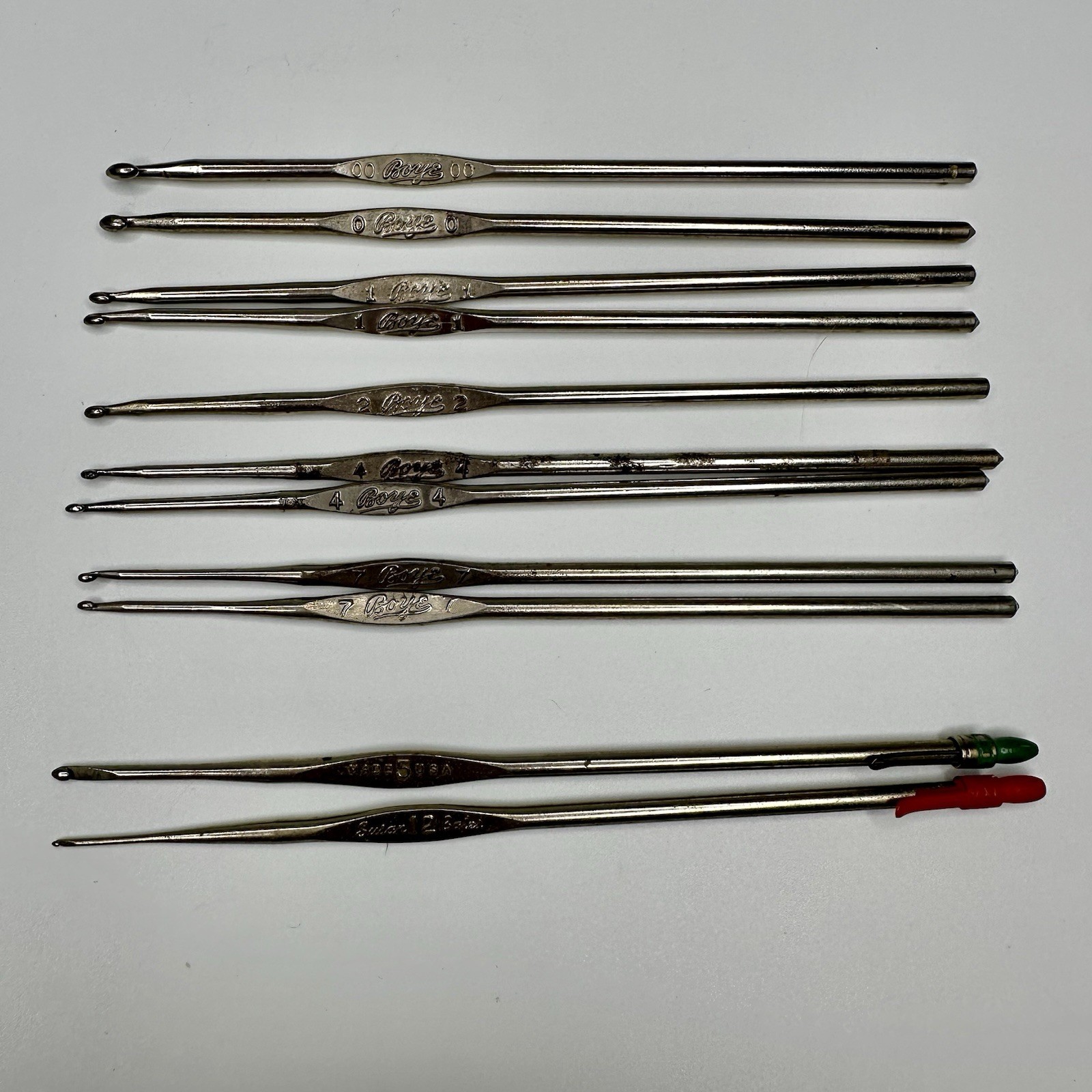 VTG Silvertone Metal Boyes And Susan Bates Crochet Hooks Made in USA Lot of 11