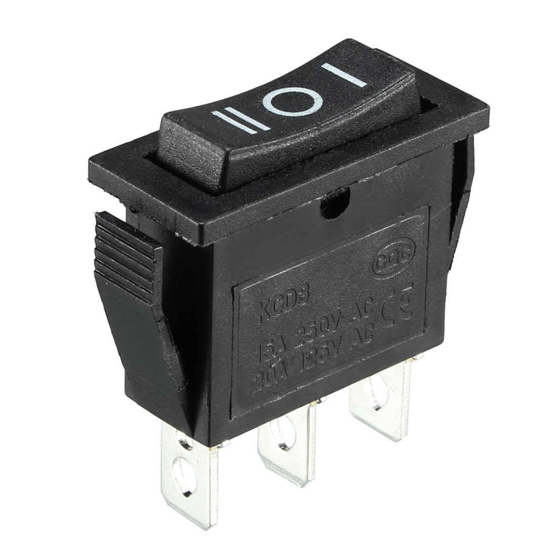Snap-in Boat Rocker Switch 3 Positions AC 250V/15A 125V/20A 3P ON/OFF/ON Black