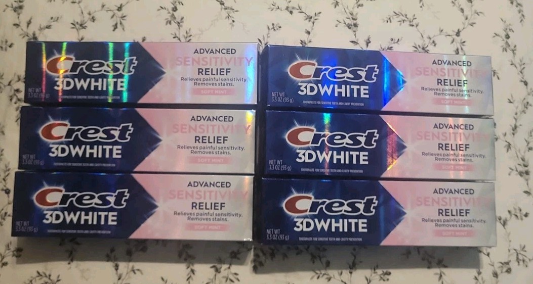 6 Crest 3D White Sensitivity Soft Mint Toothpaste 3.3oz -EXP: 10/28