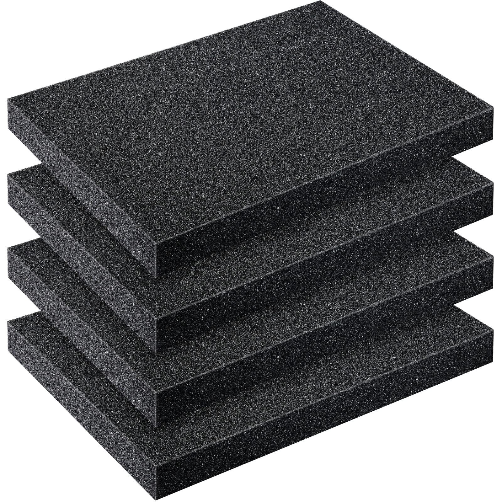 Outus 4 Pcs Cuttable Polyurethane Foam Pads Craft 16 x 12 x 1.5 Inch, Black
