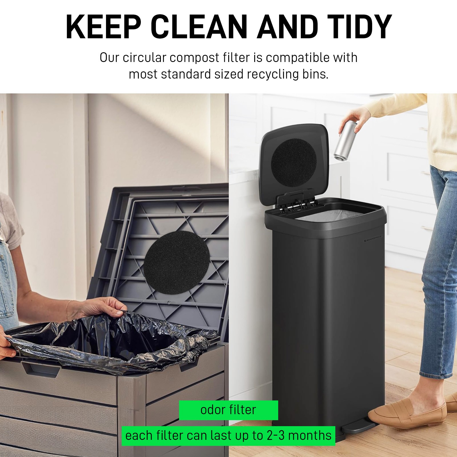 6.7inch Kitchen Compost Bin Charcoal Filter Replacements Compost Pail Replacem