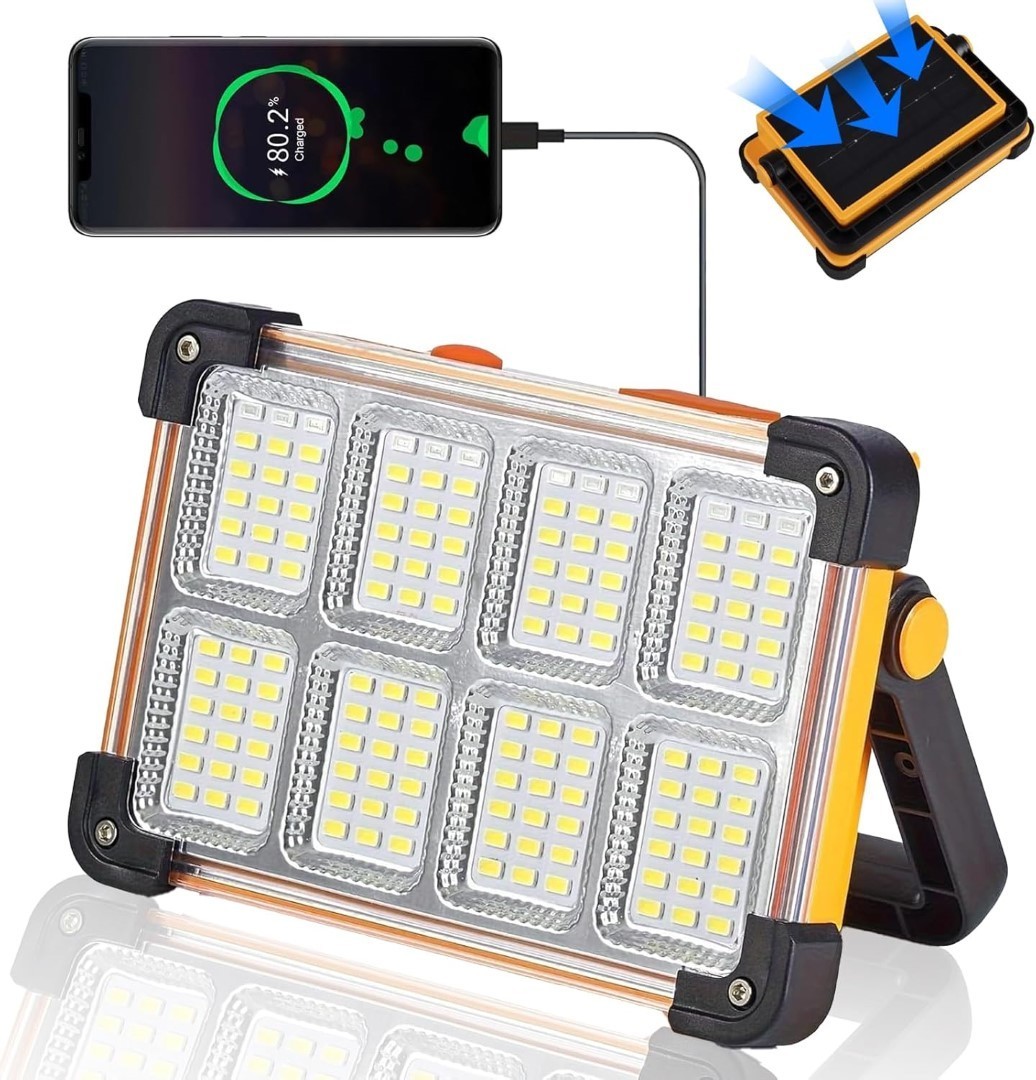 Luz Trabajo Solar Recargable 120W 144 LED 10000LM Portátil IP66 NEw