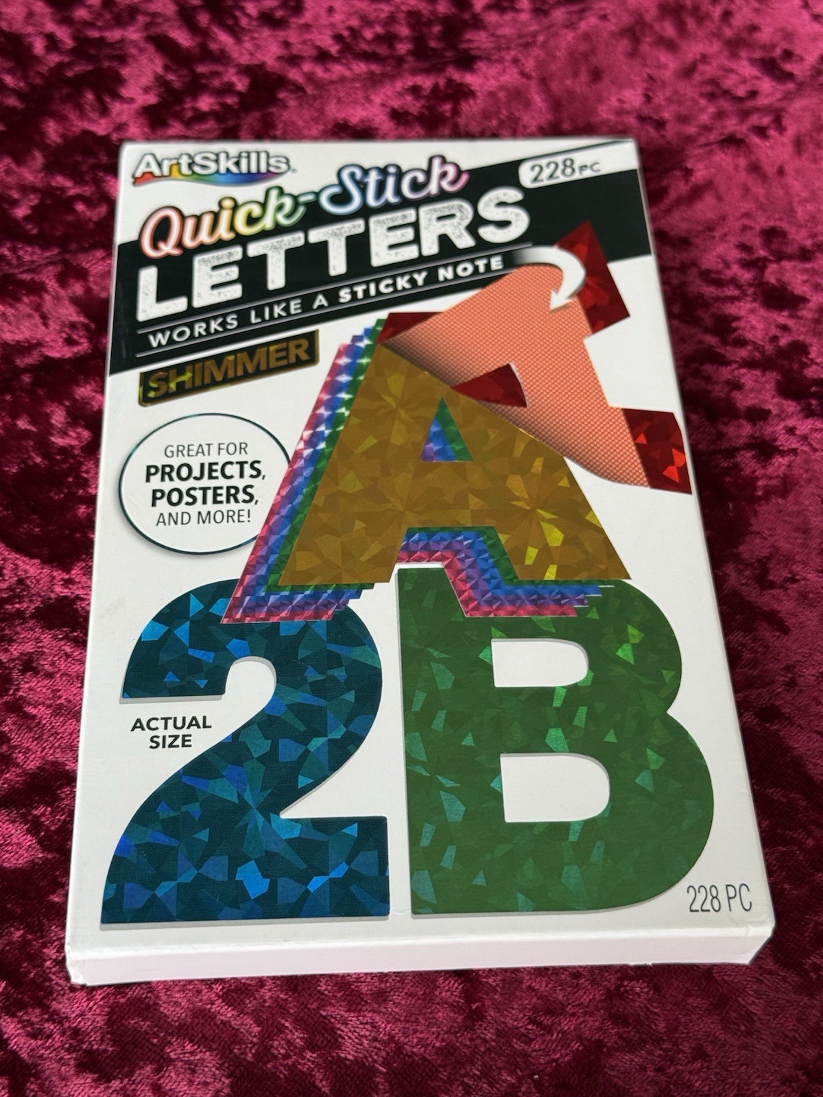 ArtSkills Shimmer 228 Quick Stick Letters  2.5” For School Projects & Posters.