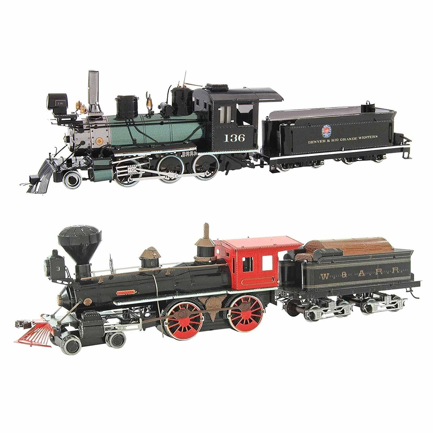 SET of 2 Metal Earth Wild West 2-6-0 Locomotive & 4-4-0 Locomotive 3D Model Kits