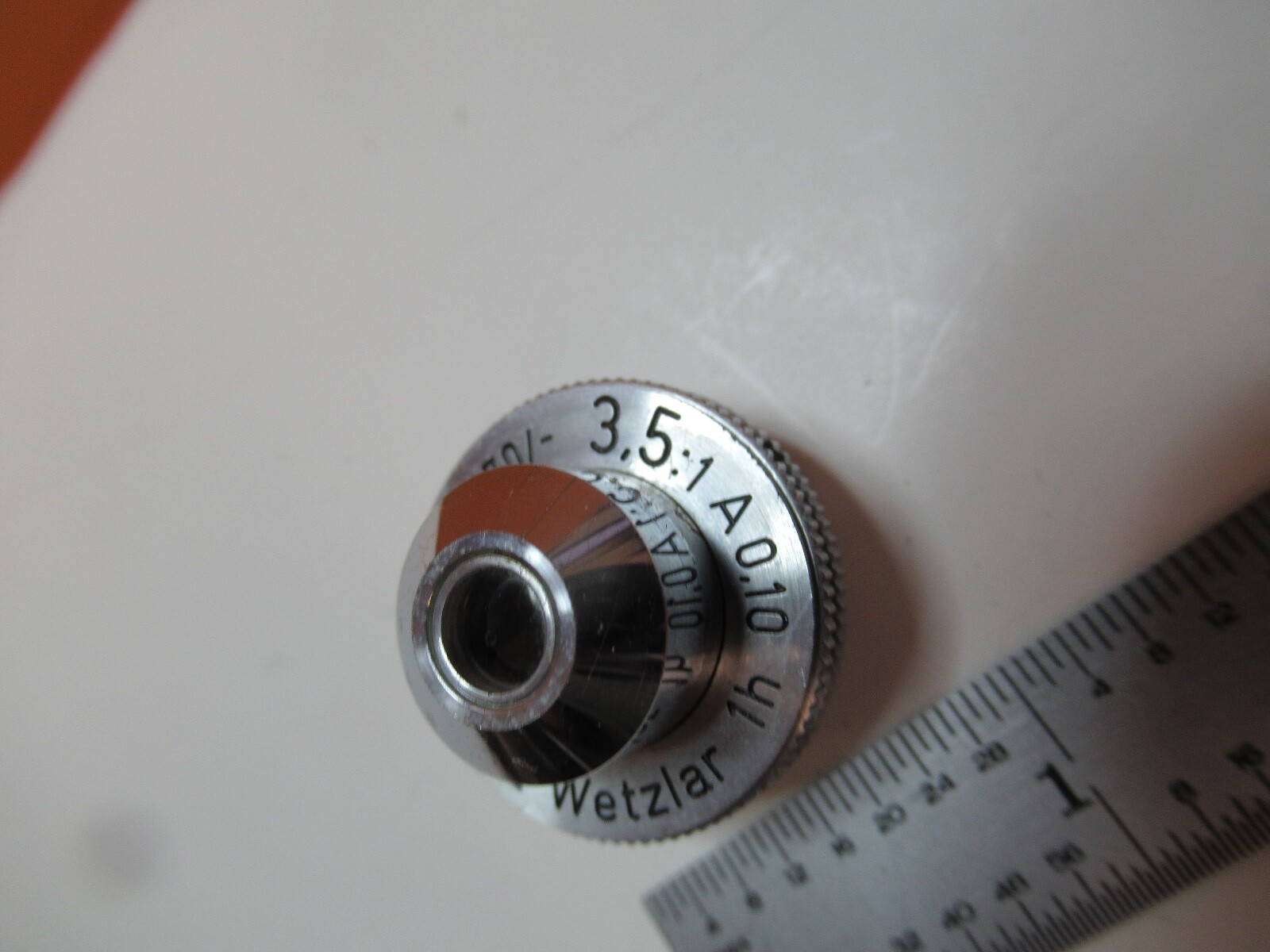 ANTIQUE OBJECTIVE LEITZ 3.5X /170 OPTICS MICROSCOPE PART AS PICTURED &16-B-77