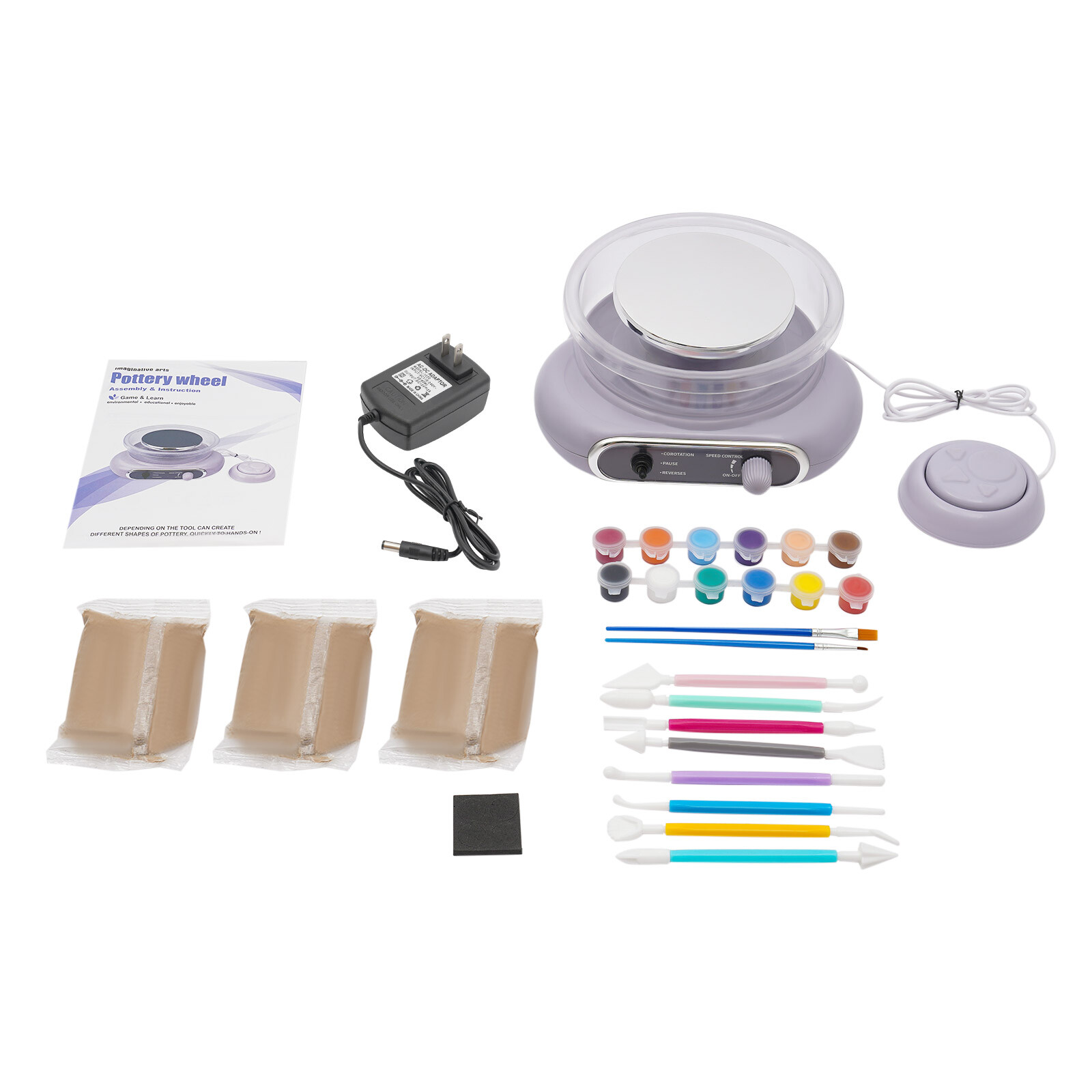 Adjustable Speed Pottery Wheel Machine for Mini Clay Crafting Fun