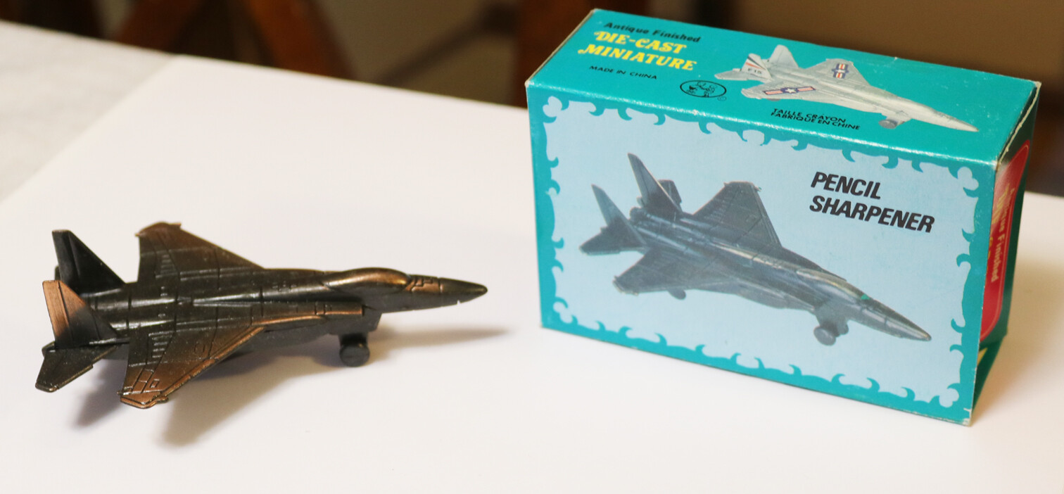 Vintage Die Cast F-15 Fighter Jet Pencil Sharpener No.107 NEW OLD STOCK