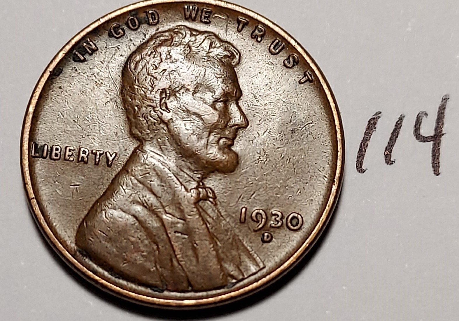 1930-D Lincoln Wheat Cent EXTREMELY FINE  #114