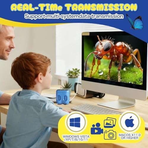 1000X Digital Handheld Microscope for Kids 2.0" IPS Screen Portable Rechargeable