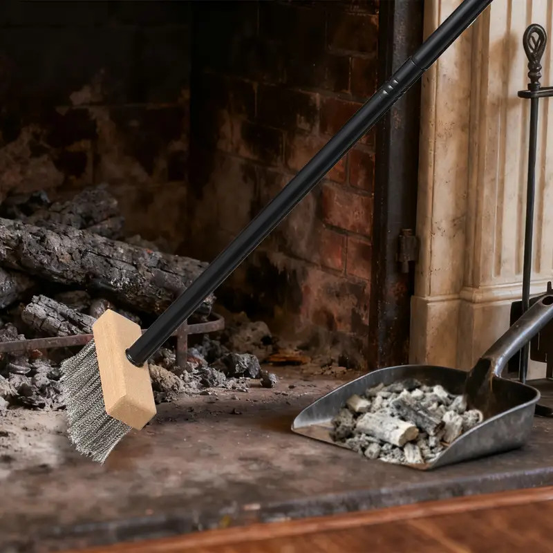 Metal brush for fireplace Chimney furnace with adjustable handle up to 56" long