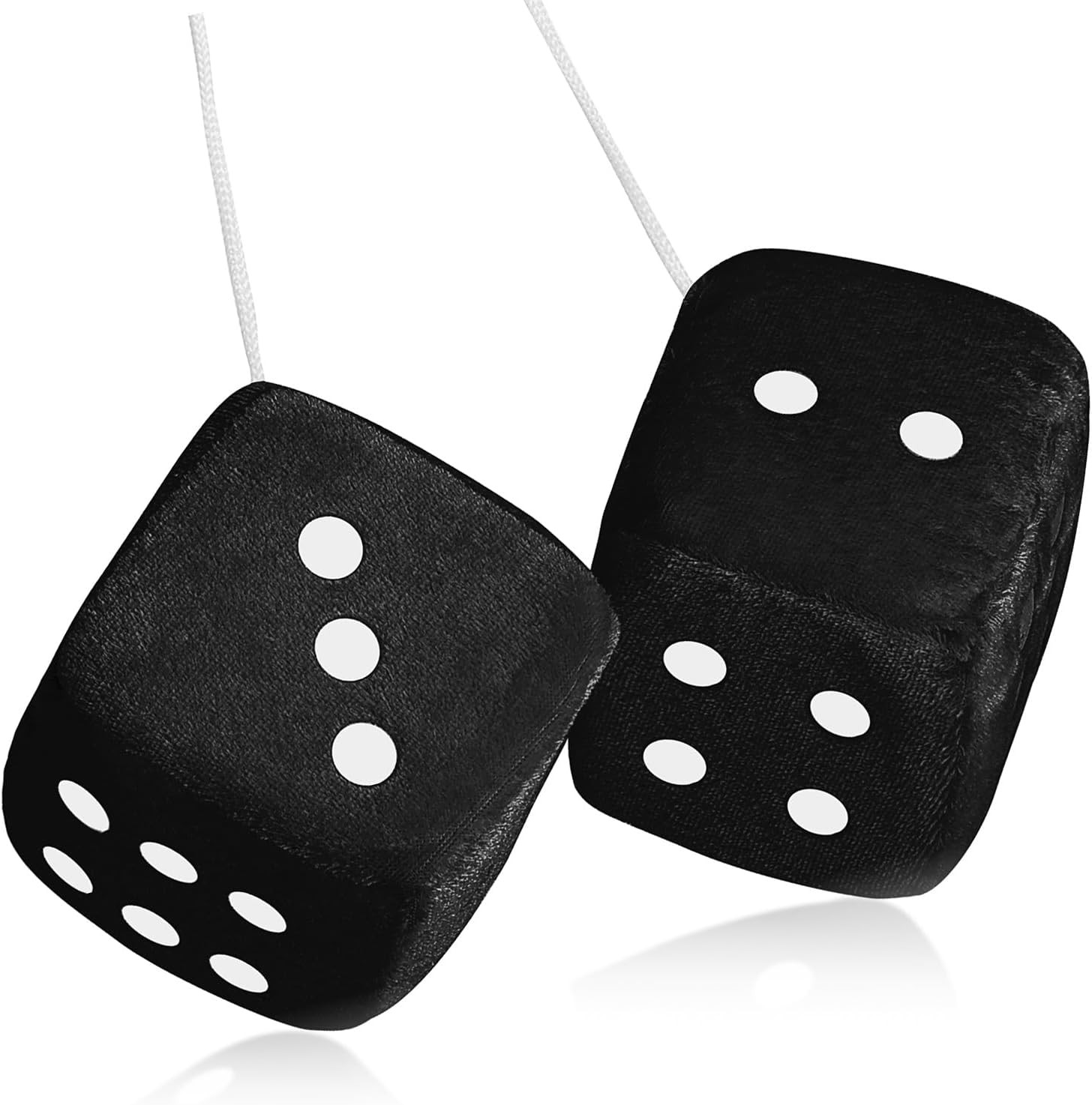 Fuzzy Dice for Rear View Mirror, 1 Pair Black Fuzzy Plush