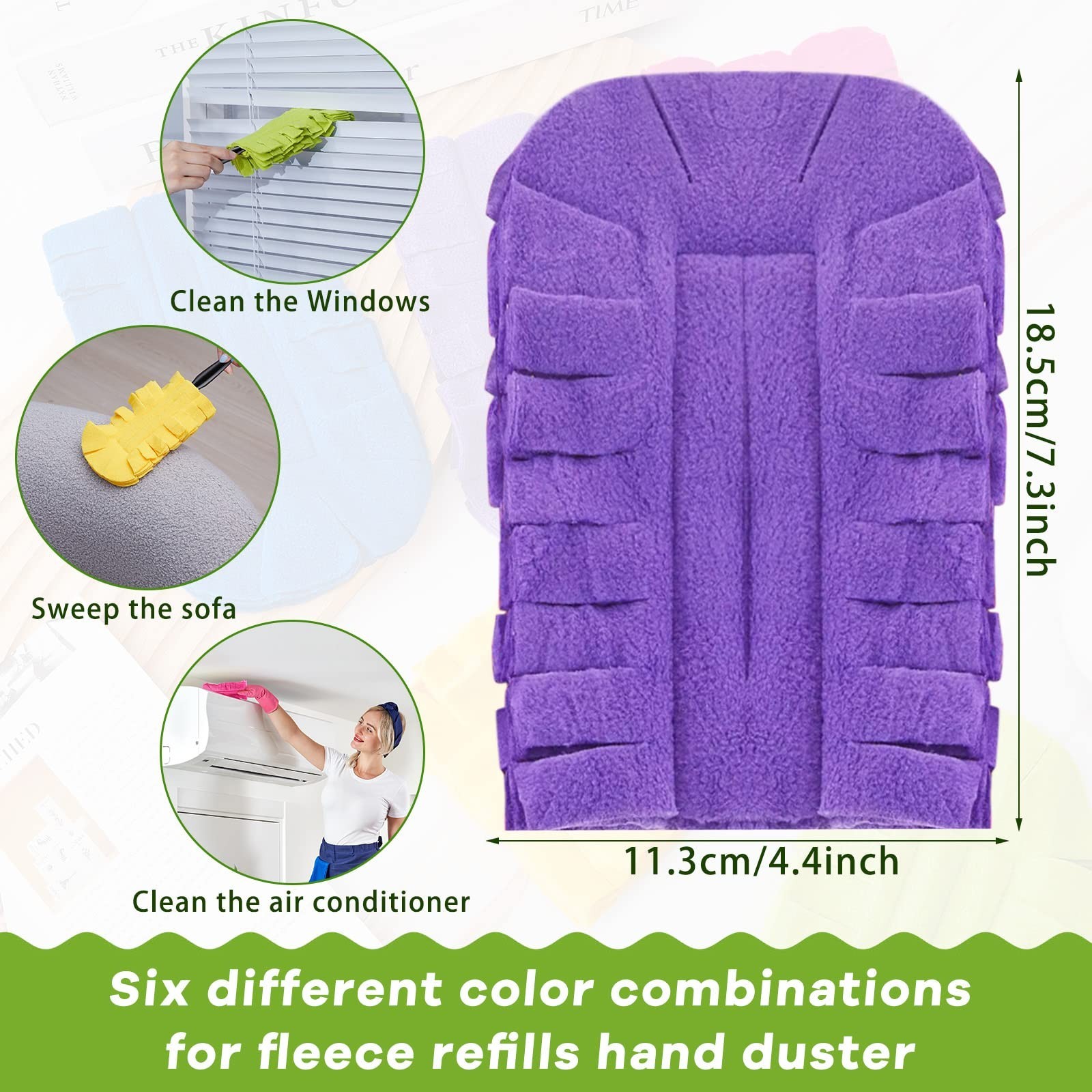 Zubebe 12 Pcs Duster Refill Reusable Fleece Duster Refills Feather Flat Duste...