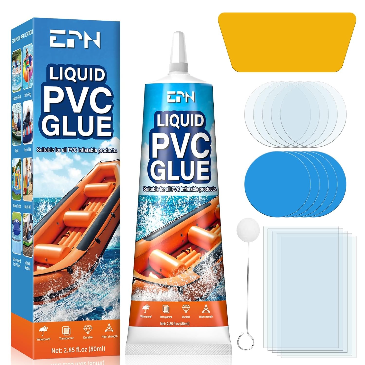 EPN Air Mattress Patch Kit, Waterproof Vinyl Pool Liner Repair Kit, 80 mL | Clea