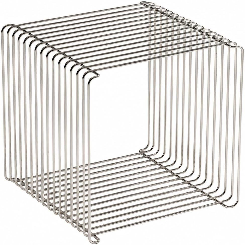 304 Stainless Steel Side Table, Bookshelf Stackable | Square Geometry Retro Side