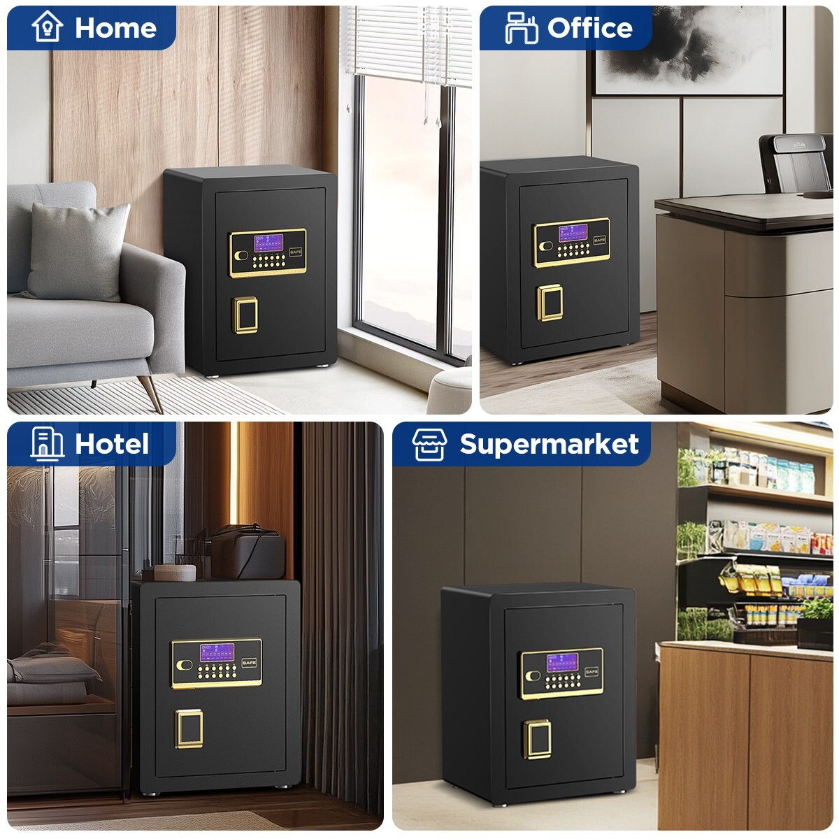TNTANTS 3.8 Cuft Large Safe Box With Digital Keypad Fireproof Bag Alarm System