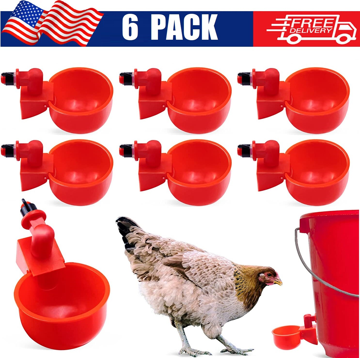 8Pcs Automatic Water Cups Poultry Drinker Waterer Chicken Ducks Quail Drinking