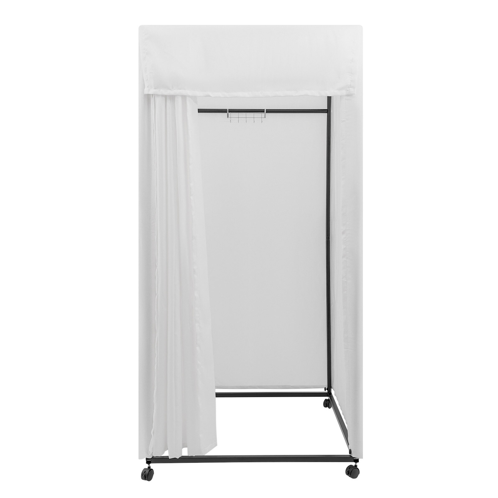 Portable Rectangular Dressing Room 4-Wheels Freestanding Movable Fitting Room