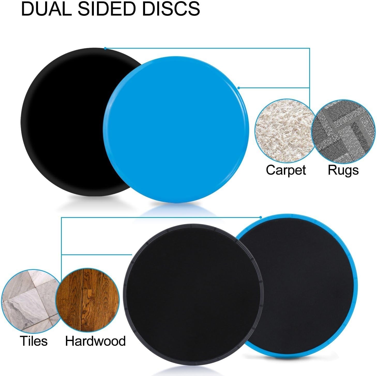 Gliding Discs Core Sliders Exercise Sliders 4 Pack Dual Slider Carpet Hard