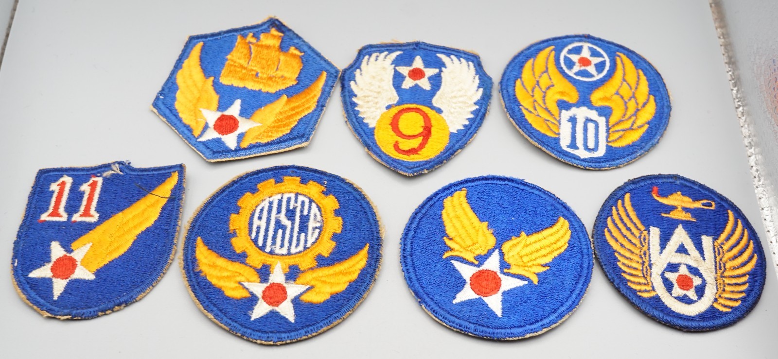 WWII 6th, 9th, 10th, 11th & Training Air Force Patches Lot Of 7 - NO GLOW