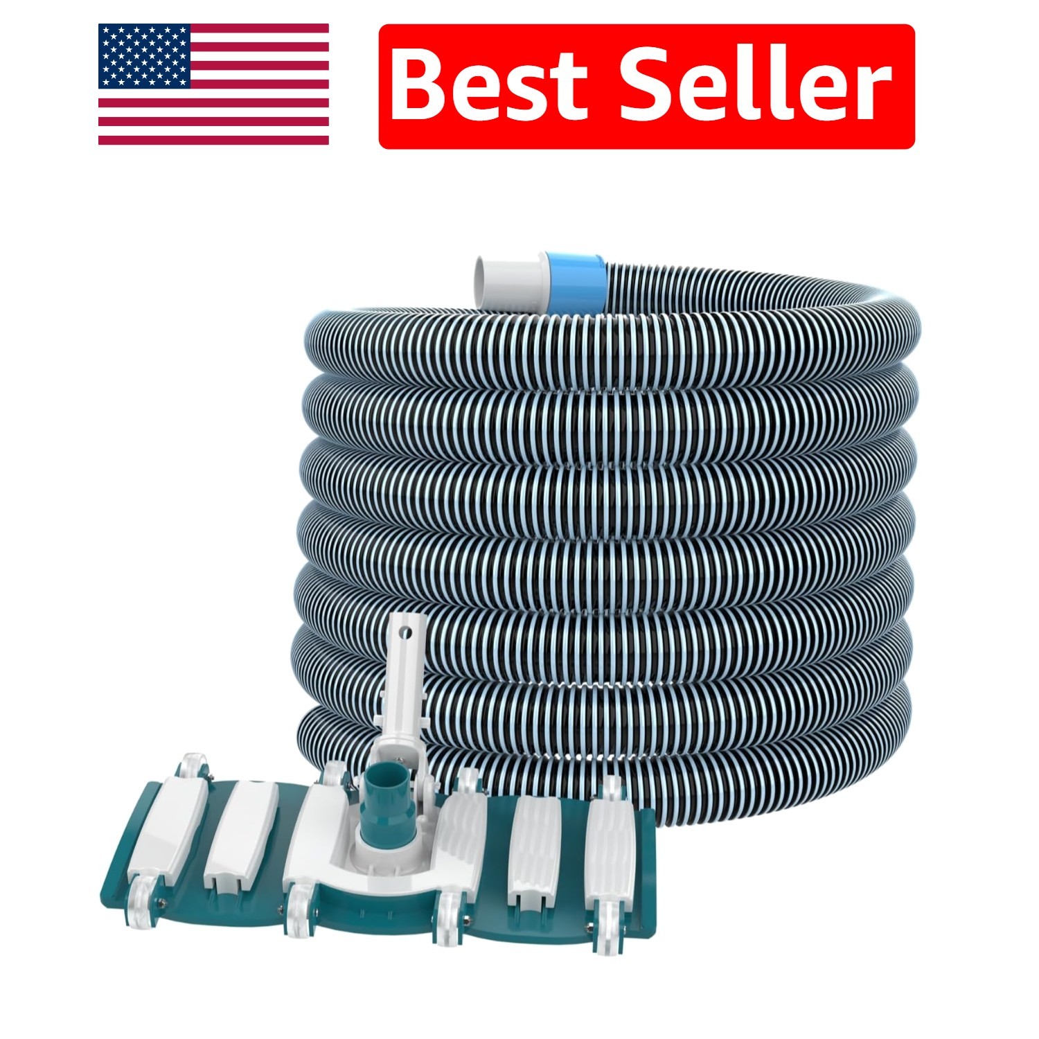 Flexible 36ft Pool Vacuum Hose and Weighted Handle for Above & Inground Pools