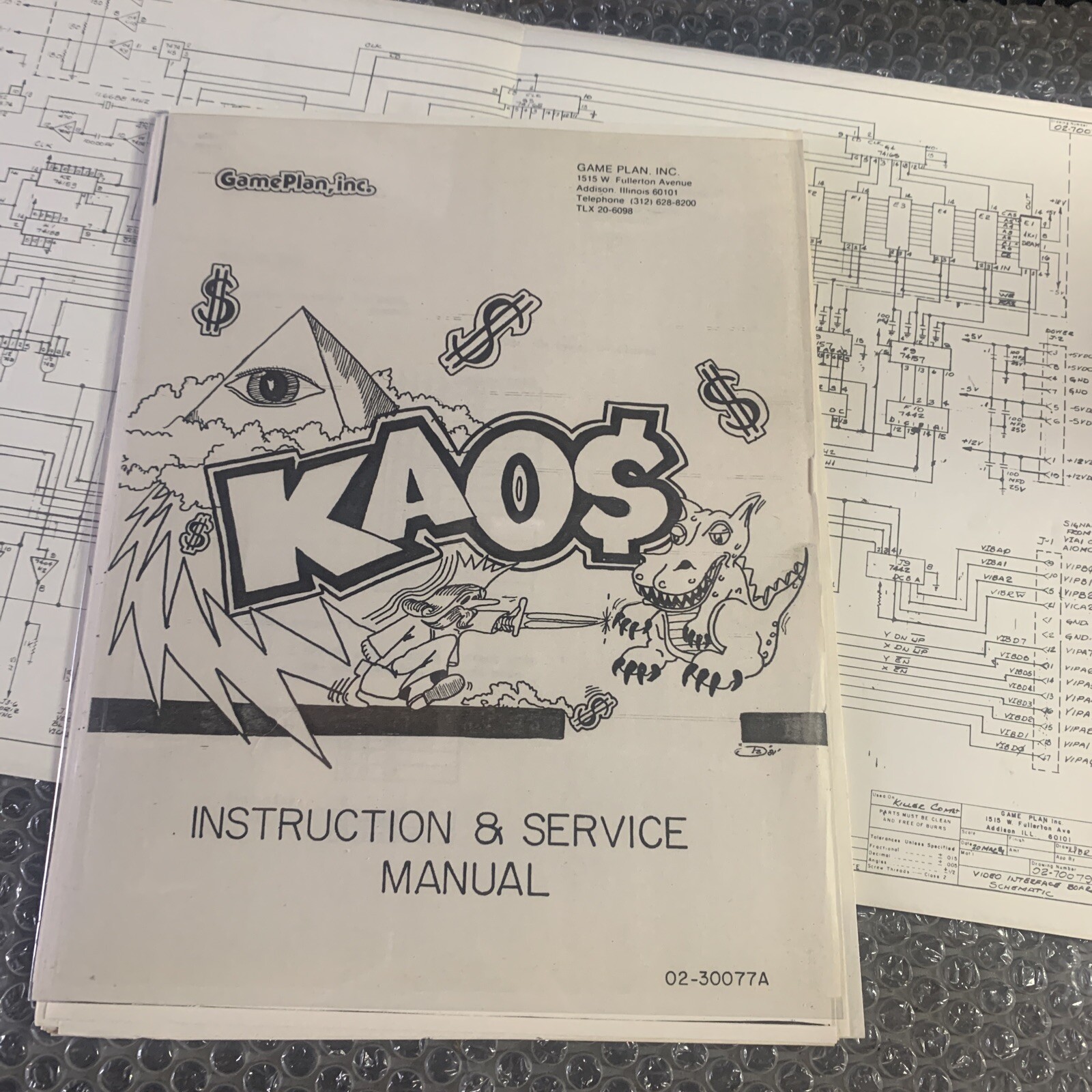 Original Kaos Game Plan   arcade Video game manual