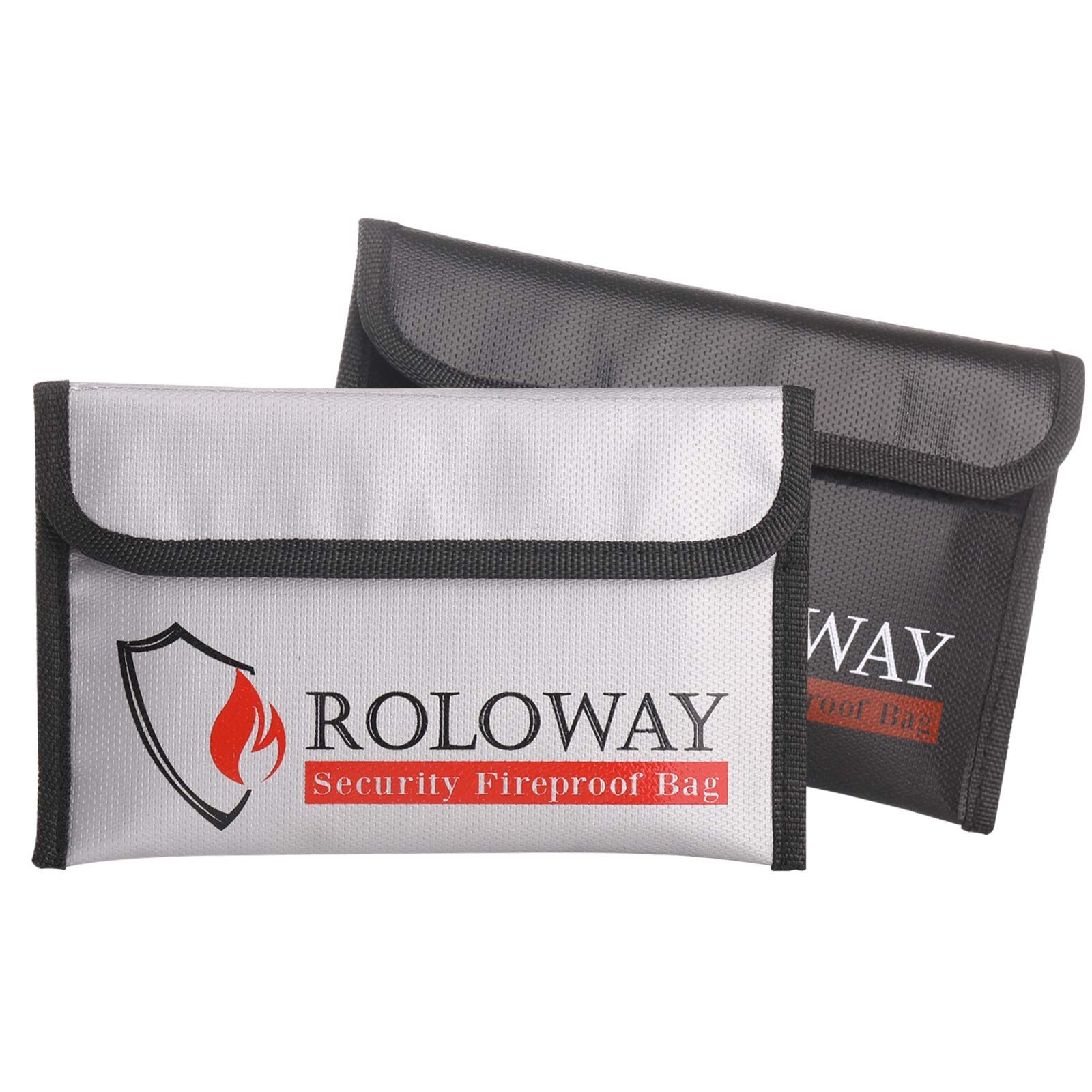 ROLOWAY Fireproof Bag (5 X 8 ), Money Wallet Cash Fireproof Bag (2-Pack)