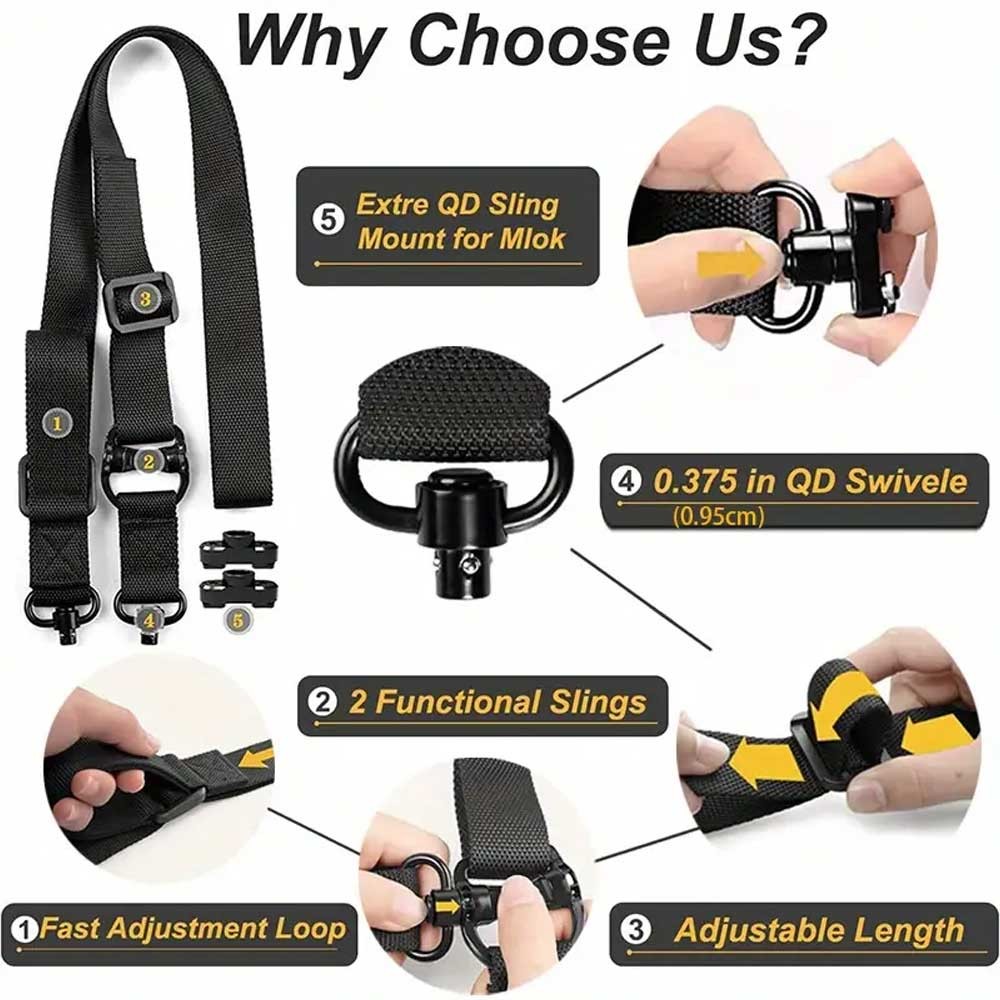Green QD 1 2 Point Multi Mission Sling Quick Detach W/ D Ring&Mount Kit