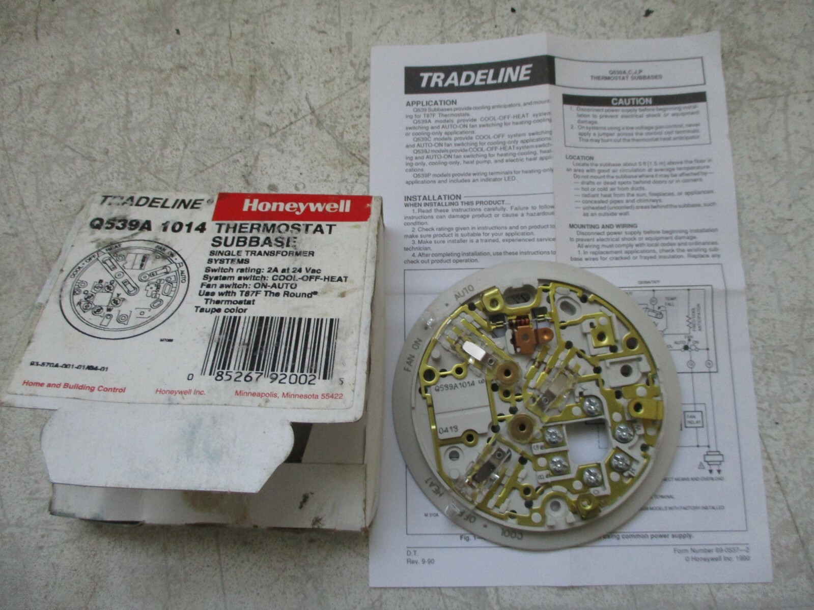 Lot of 10 Honeywell Q539A1014 Heat-Off-Cool Taupe Thermostat Subbases NOS