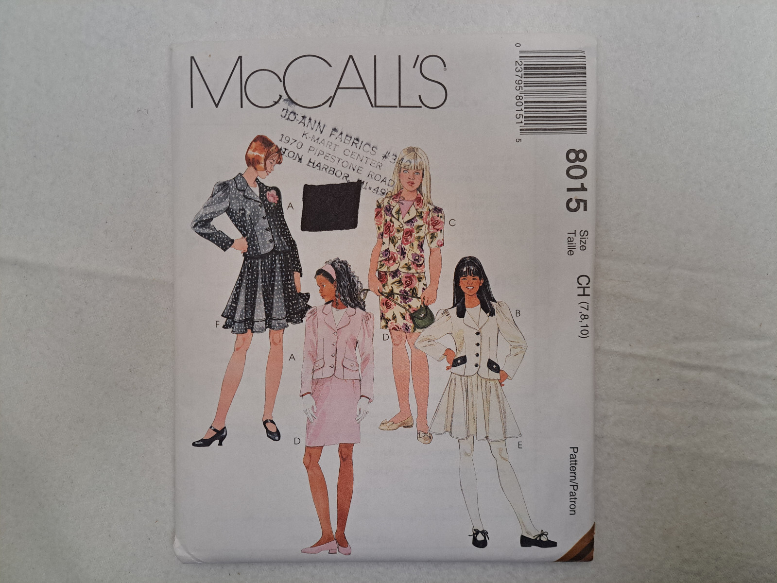 McCall's Pattern - Girls' Lined Jacket & Pull-On Skirt (7-10) #8015 - Uncut