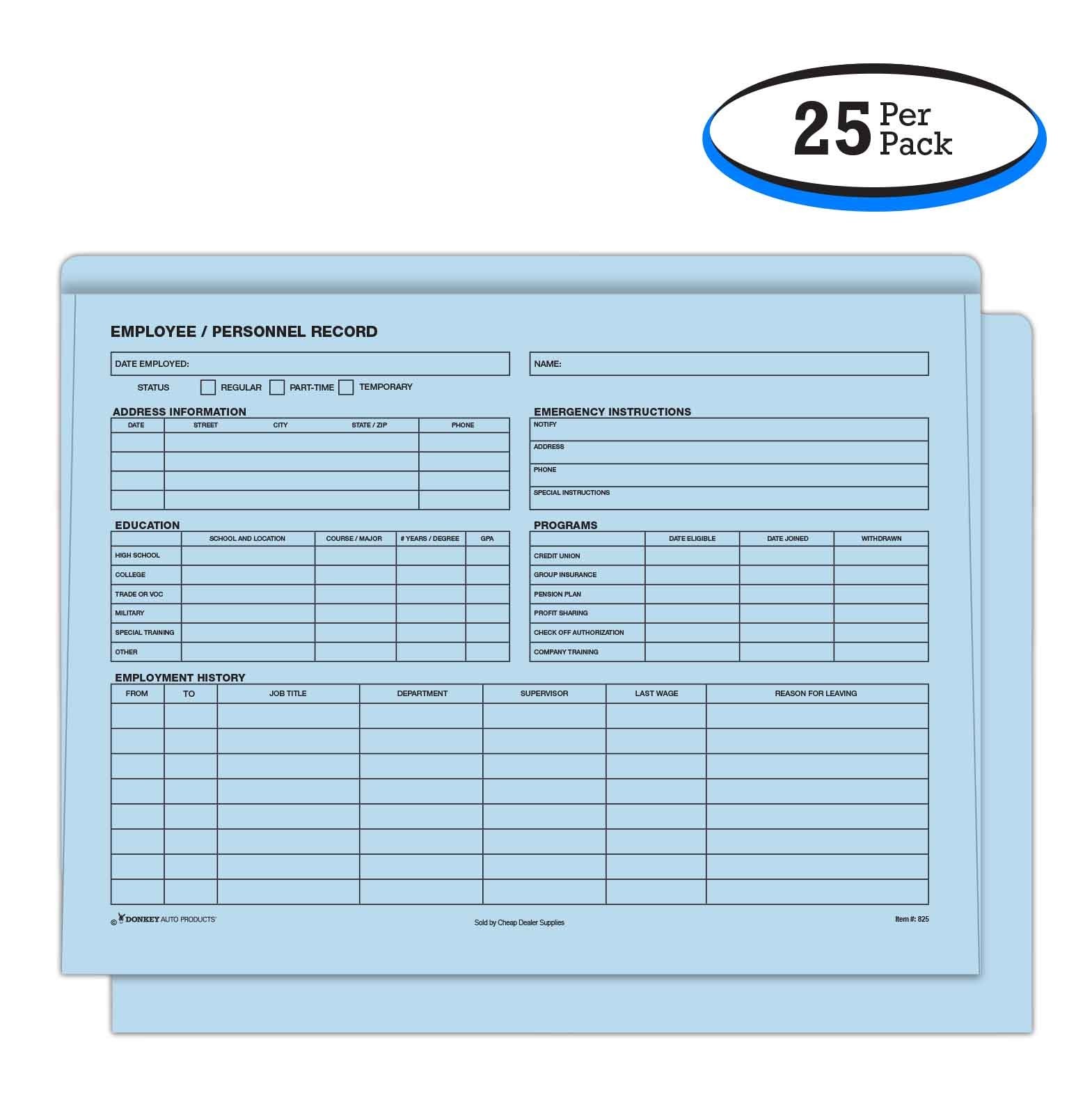 Employee Personnel Record Folders (25 Per Pack)